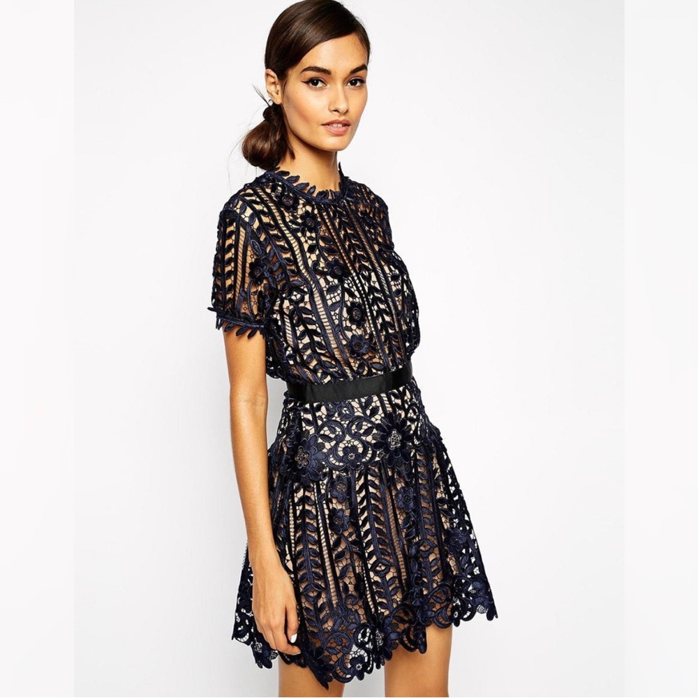 Self Portrait Floral lace A line Dress
